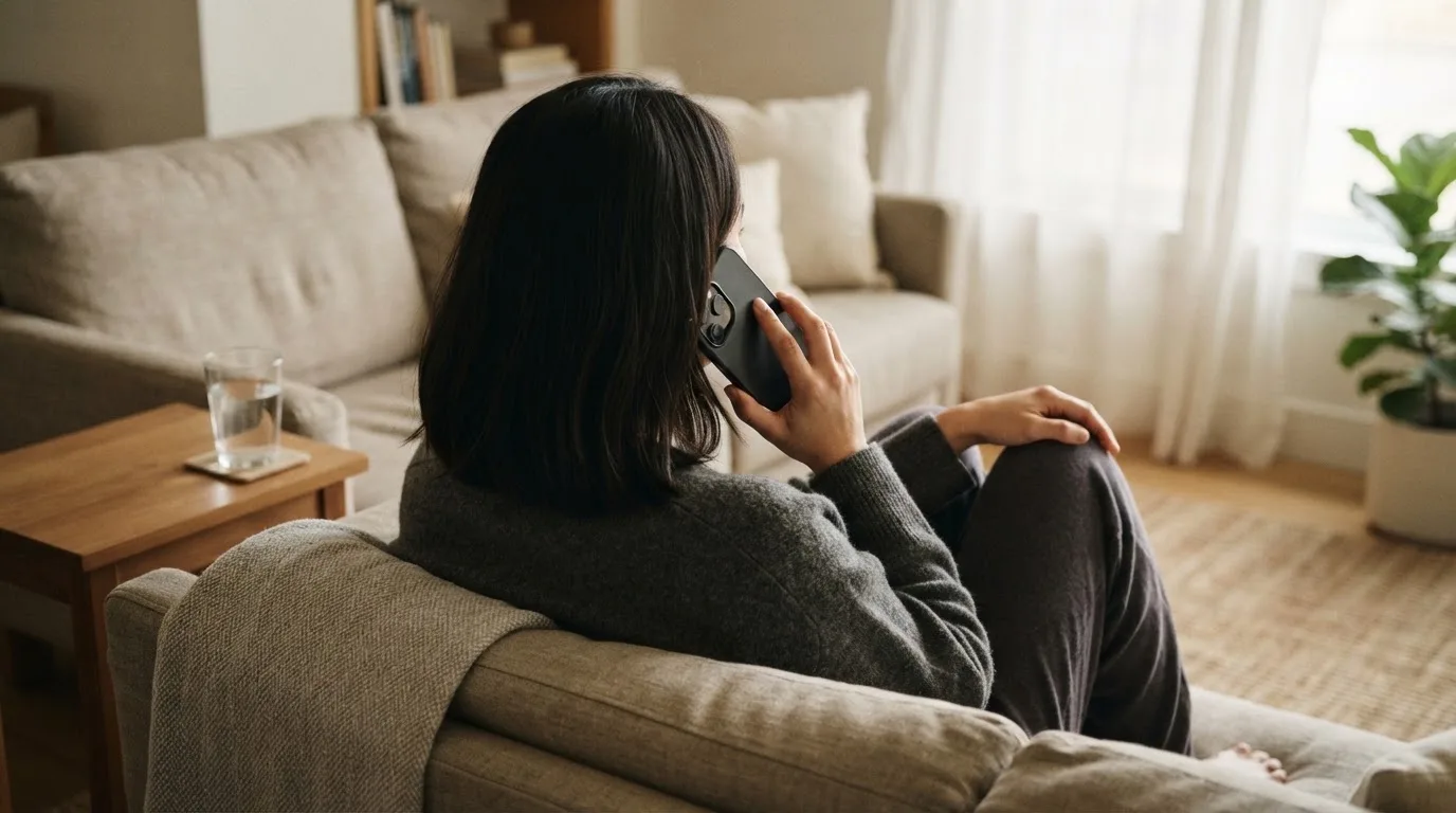 Une personne compose sur son smartphone le numéro d'un service d'aide et d'écoute pour joueurs en difficulté.