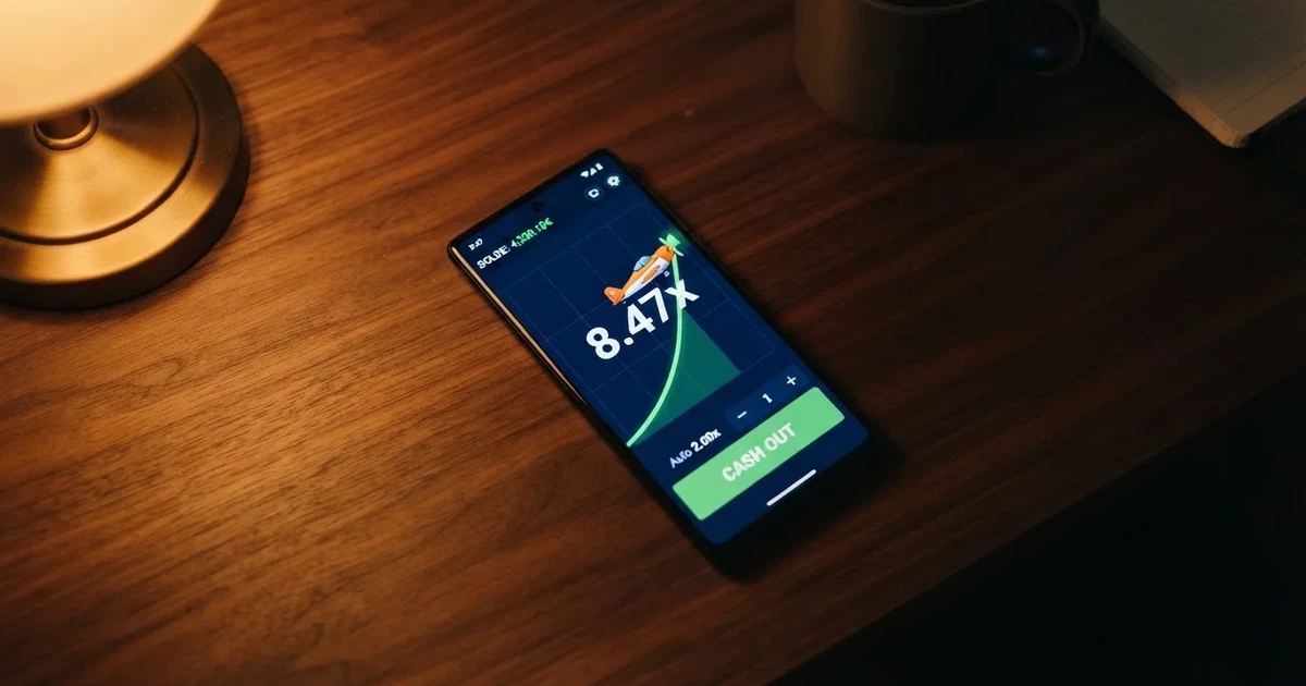 Un avion stylisé qui décolle sur l'écran d'un jeu de casino, un compteur de multiplicateur affiché en hausse à côté