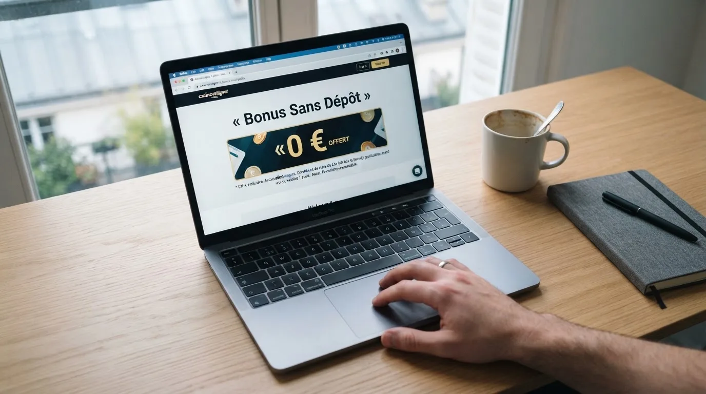 capture d'écran d'une page de bonus de bienvenue affichant les conditions d'une offre sans dépôt