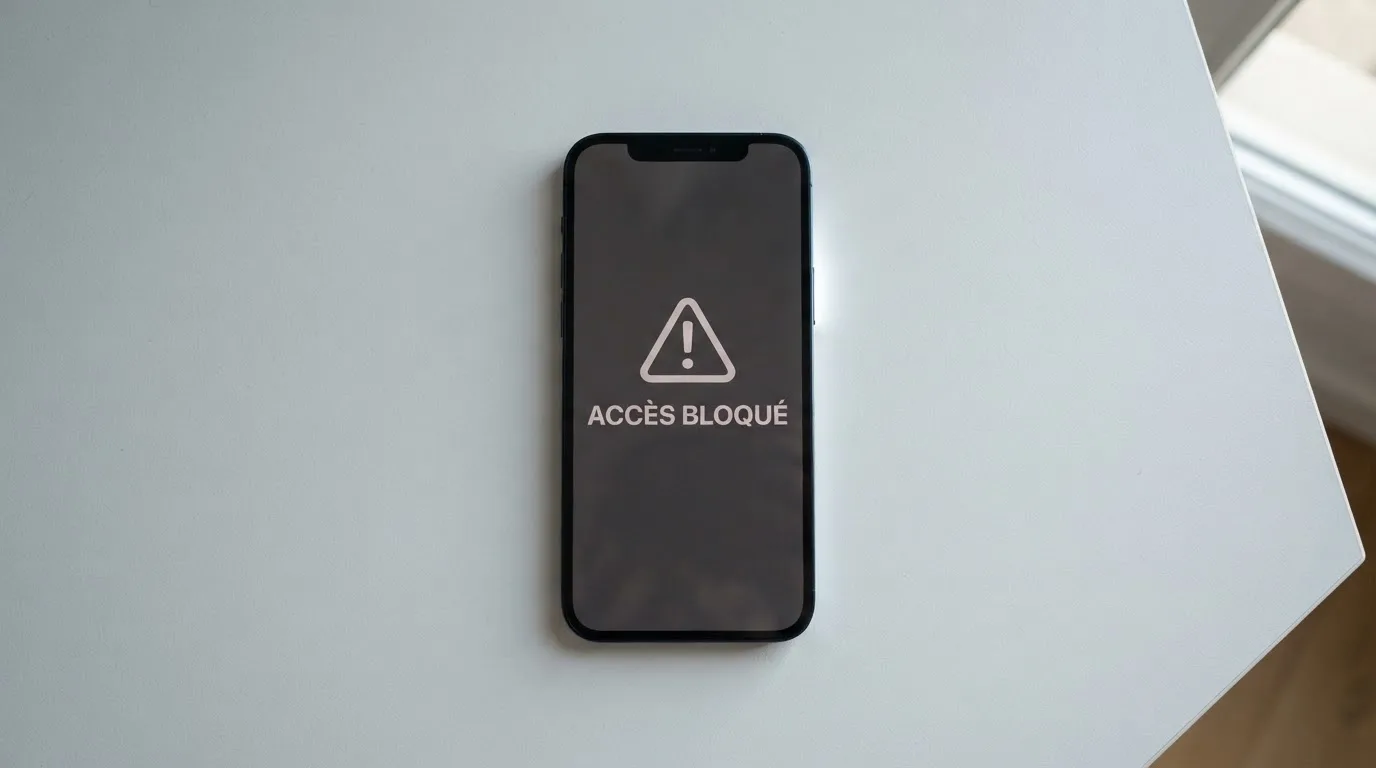 écran affichant un avertissement de blocage d'accès à un site de jeu