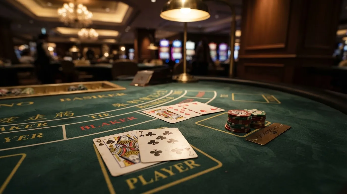 Table de baccara et jeux de cartes dans une salle de casino