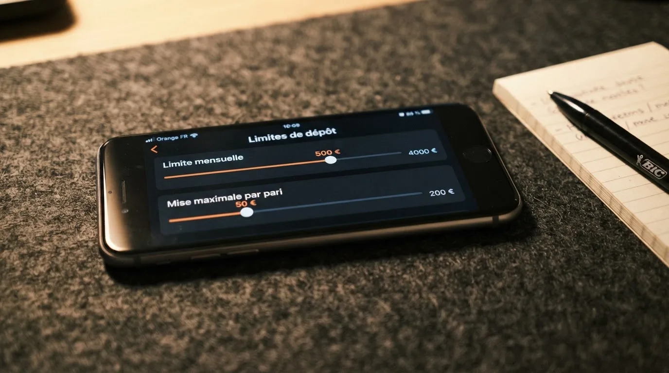 Interface de paramétrage des limites de dépôt et de mise sur un compte joueur